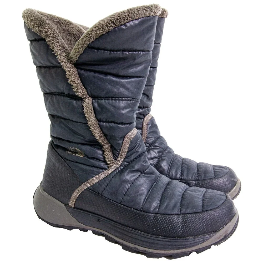 The North Face Puffer Winter Snow Boots Women Size 3 Water Resistant Lined Black